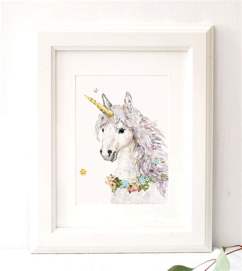 Unicorn Portrait Unicorn Nursery Art Print Unicorn Nursery Etsy