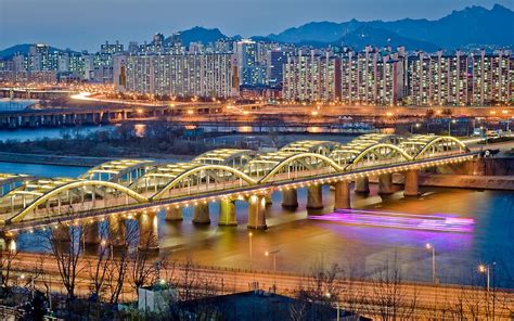 Hangang Bridge Seoul Posters By Stavviod Redbubble