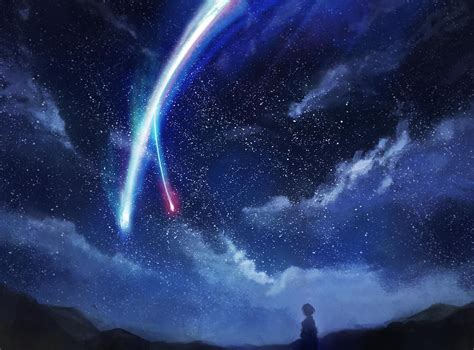Comet In The Night Sky Kimi No Na Wa Kimi No Na Wa Wallpaper Your