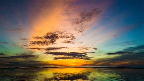Download Wallpaper 1280x720 Sea Sunset Landscape Clouds Horizon Hd