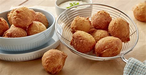Fill a large pot with oil to a depth of 1 1/2 inches. Honey Corn Hush Puppies | "JIFFY" Mix