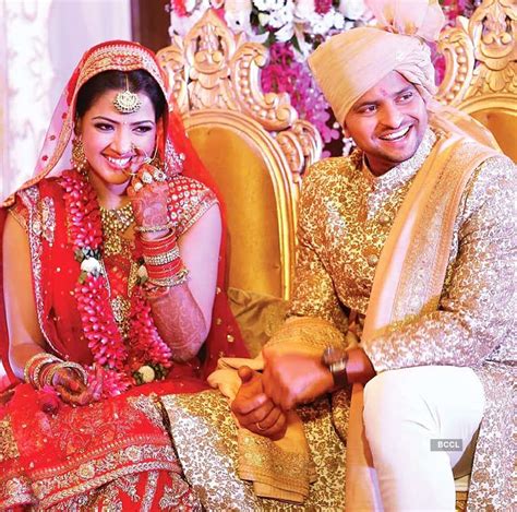 cricketer suresh raina and priyanka chowdhary during their wedding ceremony held at the leela
