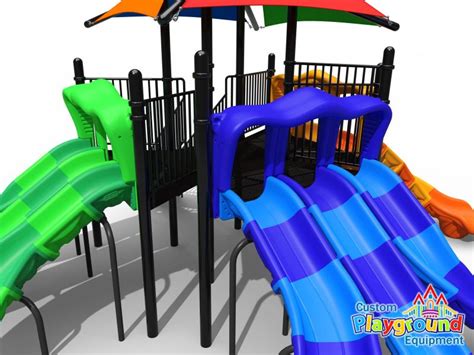 Three Sets Of Triple Playground Slides