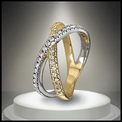 Max Strauss Cross Over Series White And Yellow Gold Diamond Ring