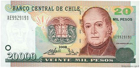 20000 Pesos Chile 2008 P159b B570930 Banknotes