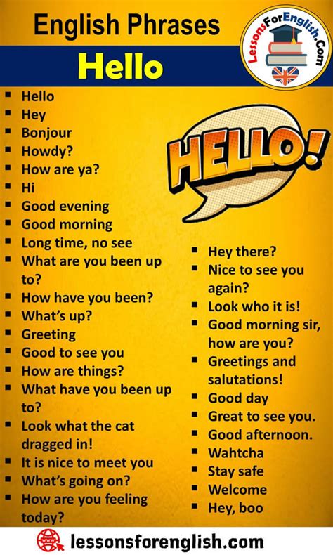 English Phrases Say Hello Lessons For English