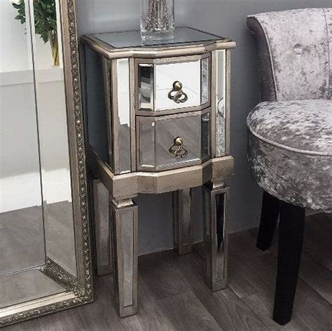 Venetian Mirrored Bedside Small Glass Nightstand Table Antique Bedroom Furniture Ebay