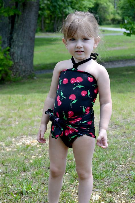 Swimsuit Girls Baby Bathing Suit Cherry Print On Black One Etsy
