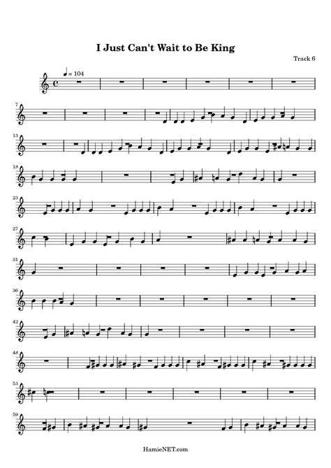 Know what this song is about? I Just Can't Wait to Be King Sheet Music - I Just Can't Wait to Be King Score • HamieNET.com