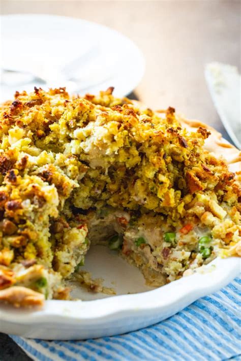 Turkey Pot Pie with Stuffing Topping - Spicy Southern Kitchen