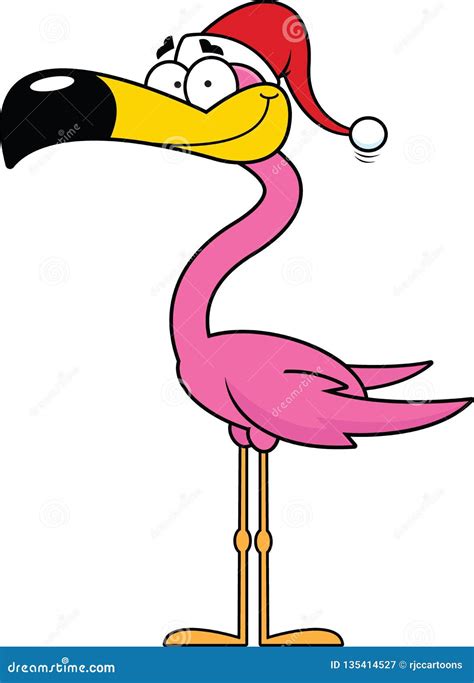 Cartoon Christmas Flamingo Stock Vector Illustration Of Isolated