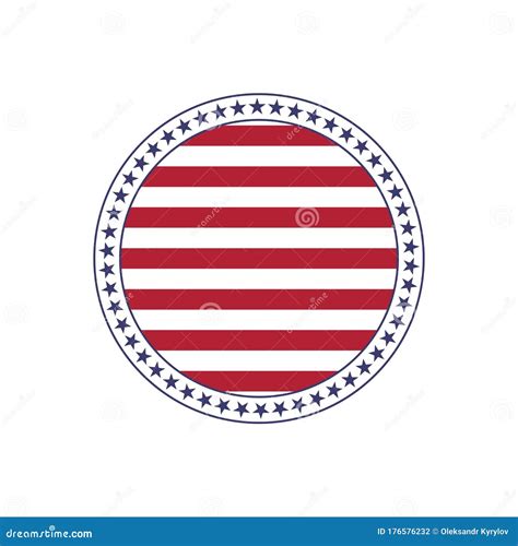 Round Frame American Flag Stylized Usa Round Patriotic Badge With Red