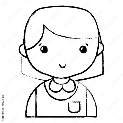Figure Casual Girl With Hairstyle And Blouse Uniform Stock Vector