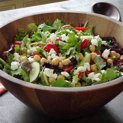 Chickpea Feta Salad over Greens | Recipe | Chickpea feta salad, Salad mixed greens, Greens recipe