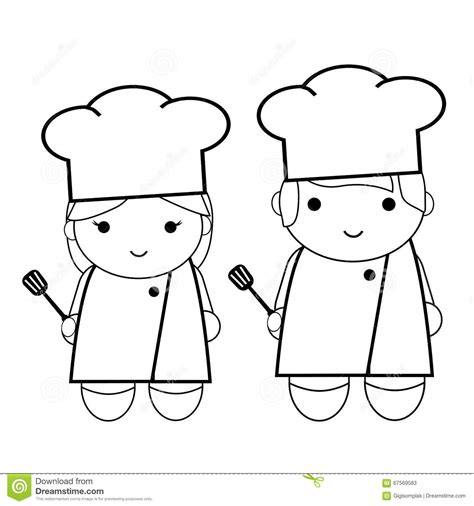 Find & download free graphic resources for cartoon chef. Doodle Outline Woman And Man - Chef Stock Vector ...