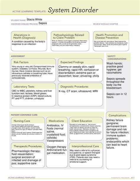 System Disorder Sepsis Template Ati Active Learning Templates