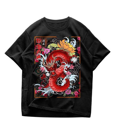 Raging Dragon Japanese Streetwear T Shirt Aesthetic Anime Clothing