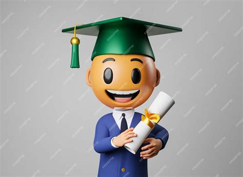 Estudiante De Graduación Emoji Con Gorro De Graduación Foto Premium