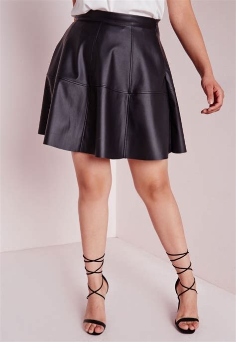 Lyst Missguided Plus Size Faux Leather Skater Skirt Black In Black