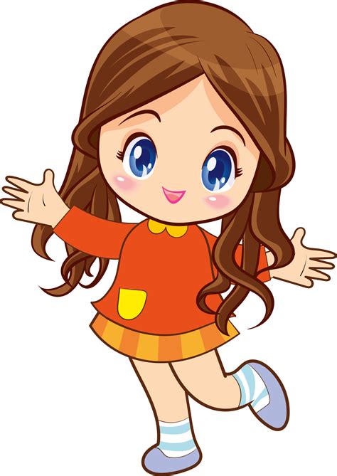 Cute Little Children Girl Or Kids Cartoon Character 23617400 Png