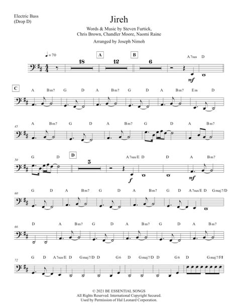 Jireh Sheet Music Chris Brown Easy Bass Tab