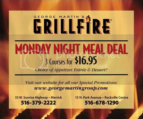 George Martin Group Monday Night Meal Deal Grillfire Merrick And Rvc