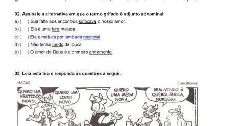 Atividades Sobre Adjunto Adnominal