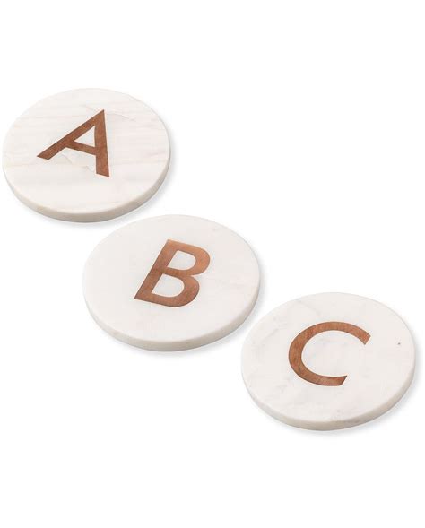 Oliver Bonas Marble And Copper Alphabet Coaster