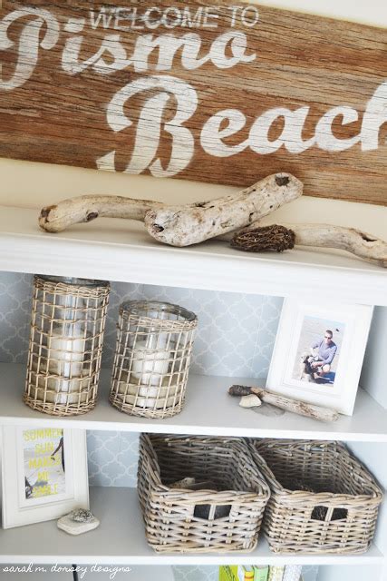 The headboard, with its worn color and subtle texture, looks like it has been out in the sun and sand for decades. sarah m. dorsey designs: Summer Beach Themed Bookshelf