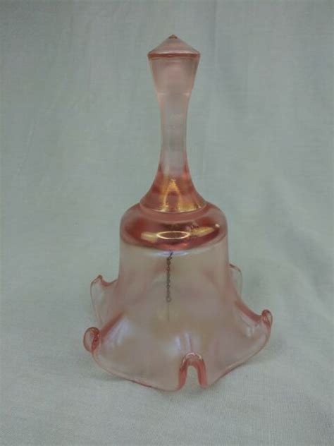 Vintage Fenton Glass Bell Pink Satin Star Iridescent Ebay
