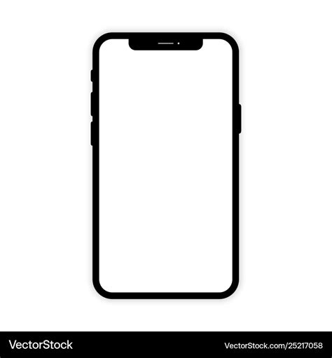 Black Mobile Phone With White Screen Phone Mockup Vector Image