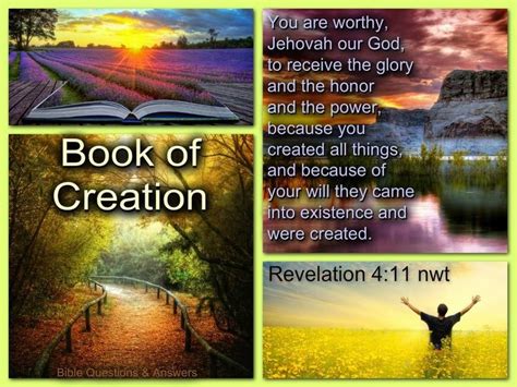 The Book Of Creation Is Shown In Four Different Pictures