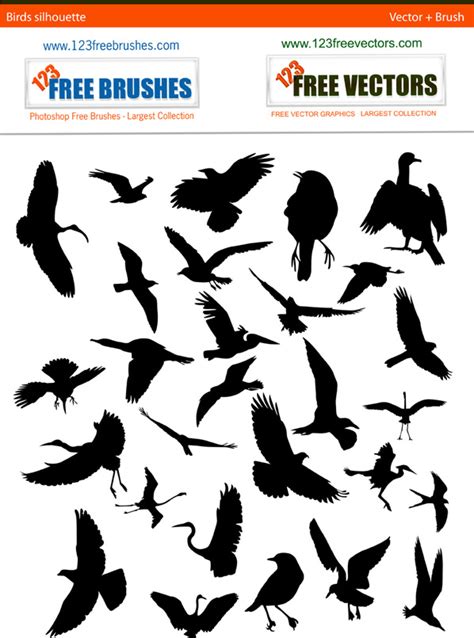 Bird Silhouette Brushes By 123freevectors On Deviantart