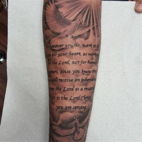 Scripture Tattoos On Arm With Clouds Custom Tattoo Art