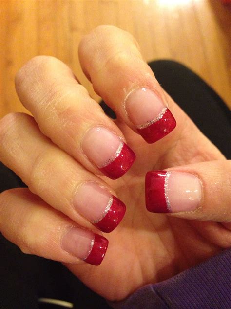 Red French Tip Nails With Design French False Short Nail Tips Fake