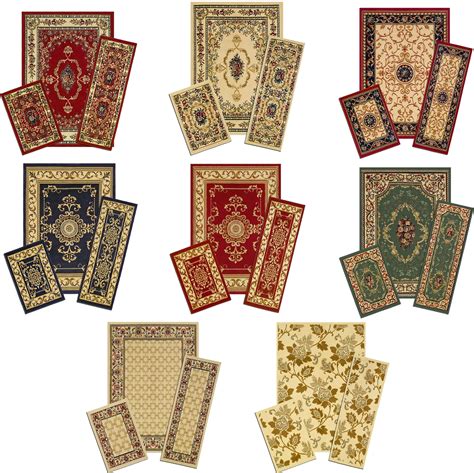 With layers of squares that create optical depth, these rugs are sure to impress. TRADITIONAL persian ACCENT mat RUNNER area RUG 3 piece SET ...
