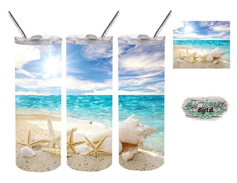 Beach Shells Digital Image For Sublimation 20oz Skinny Tumbler
