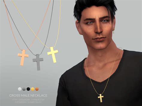 Sugar Owls Cross Male Necklace Men Necklace Sims 4 Sims