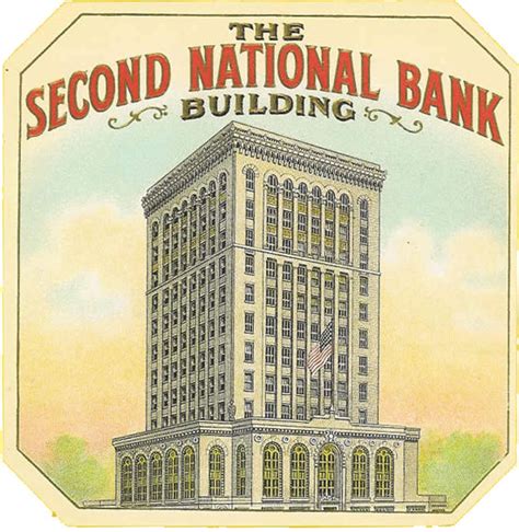 Cerebro Second National Bank Building Original Antique Label Art