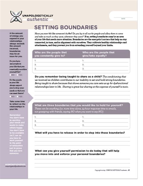 Boundary Setting Worksheet Pdf