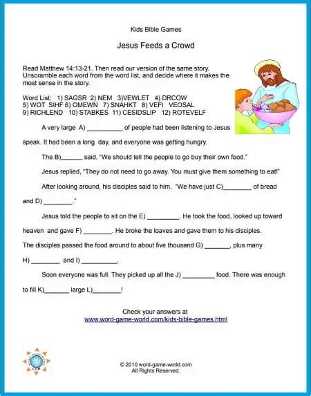 Kids Bible Games Free Printable Bible Games For All
