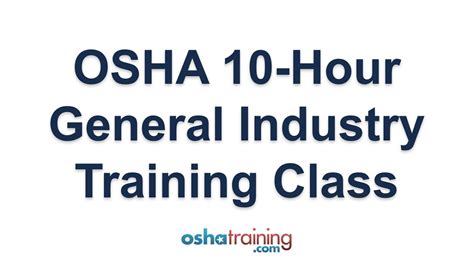 Osha 10 Hour General Industry Training Youtube