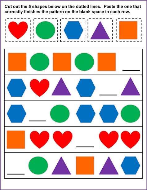 Shape Pattern Worksheet Kindergarten