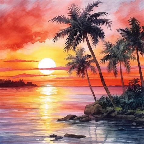 Premium Ai Image Stunning Tropical Sunset