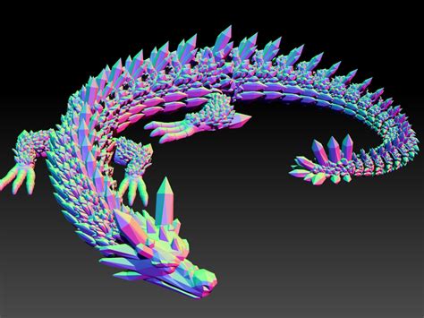 Stl File Articulated Dragon Flexi Crystal Dragon 3d Print 🐉・3d