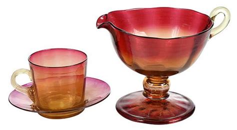 Libbey Amberina Glass Creamer Cup And Saucer Sold At Auction On 23rd April Brunk Auctions