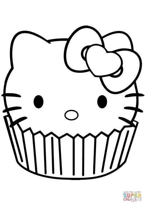 Make your party special by to use this printable cupcake wrapper template simply print this pdf template onto plain paper. Hello Kitty Cupcake coloring page | Free Printable ...