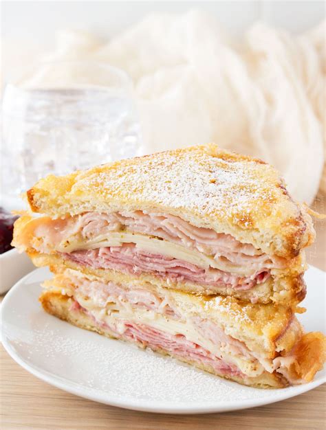 This gourmet sandwich is a mediterranean take on the monte cristo and is perfect when you are craving greek flavors like kalamata black olive and feta. Monte Cristo Sandwich - The Chunky Chef