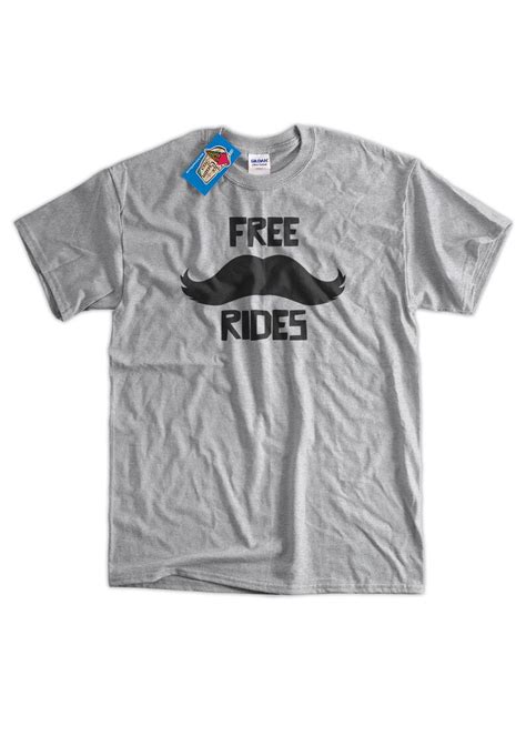 Free Moustache Rides Screen Printed T Shirt Tee Shirt T Shirt Etsy