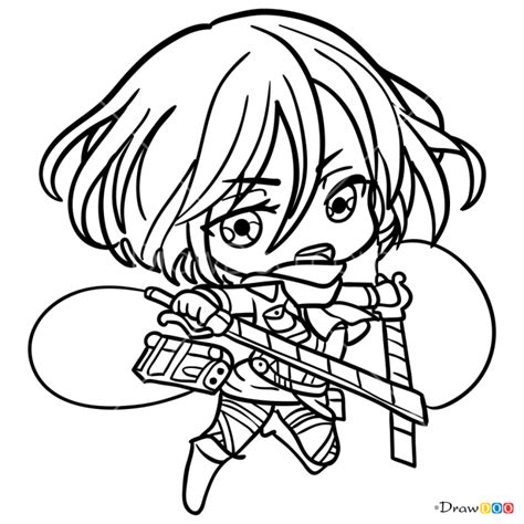How To Draw Mikasa Chibi Attack On Titan